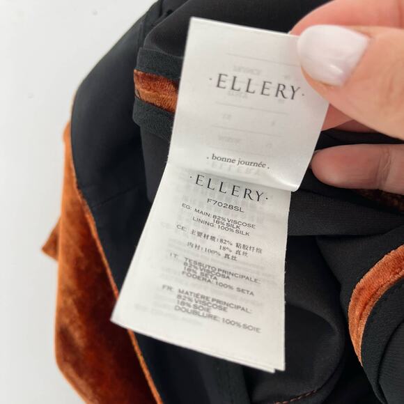 Ellery Cooly Chant Cropped Crushed-Velvet Flared Pants Copper Women's Size 8 - Picture 10 of 16